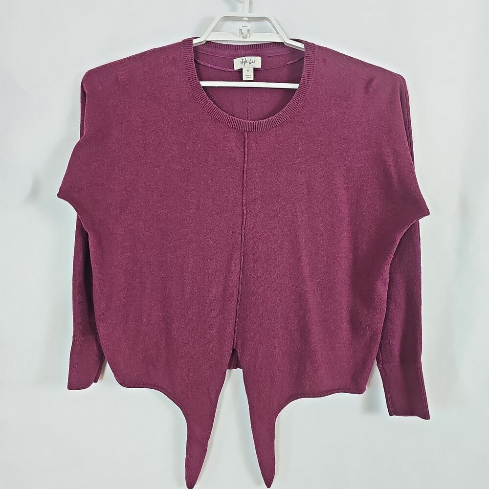 Style & Co Women's Maroon Long Sleeve Crew Neck Relaxed Fit Sweater, Size PP